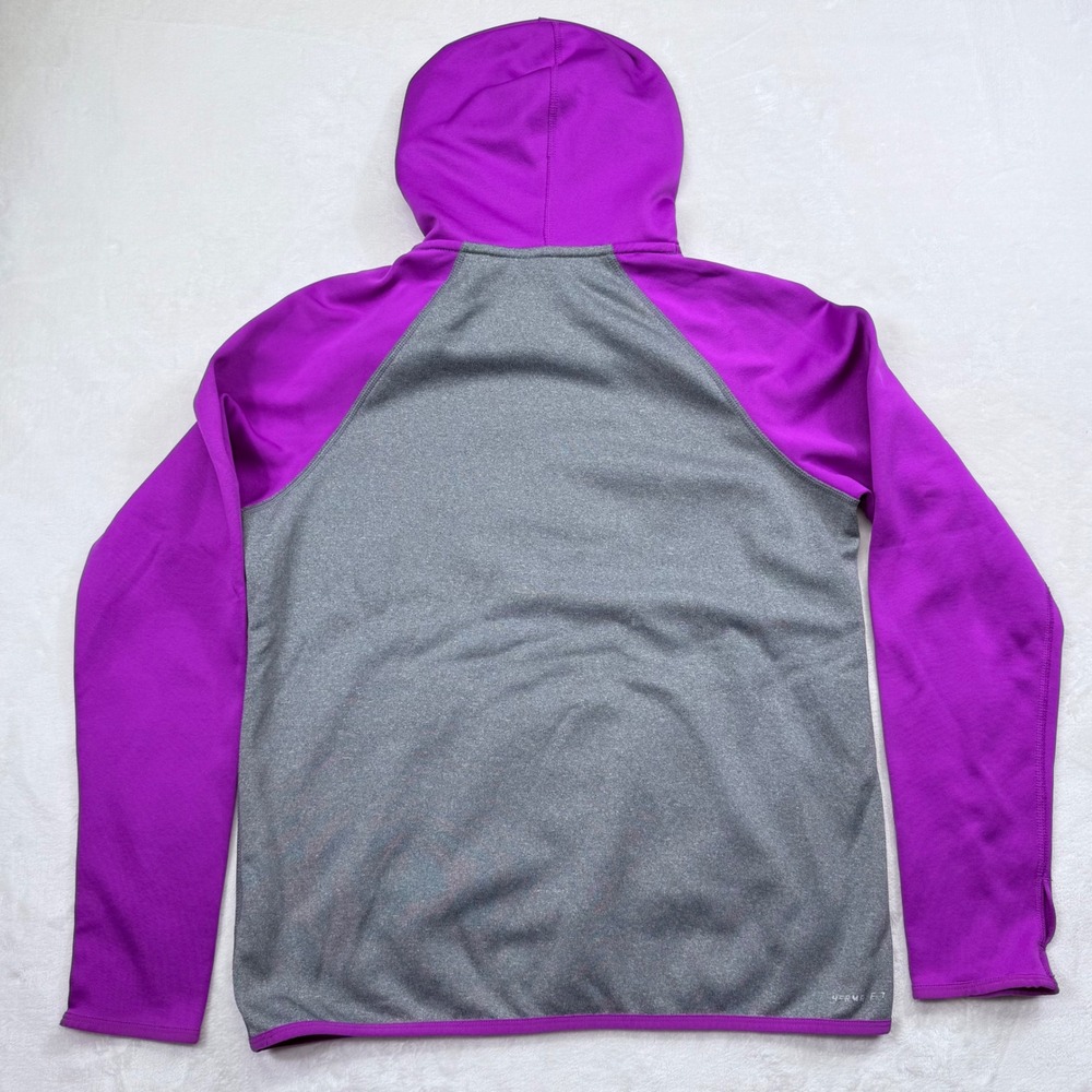 Nike Therma-FIT Hoodie Womens Medium Gray Purple Just Do It Raglan Sweatshirt - Picture 2 of 16